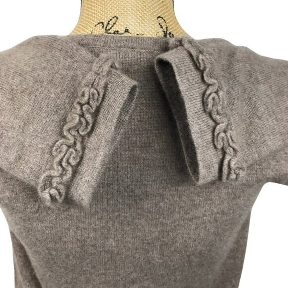 Charter Club 2-Ply Cashmere Cardigan Sweater Small Brown Taupe Front Braided - Picture 2 of 7